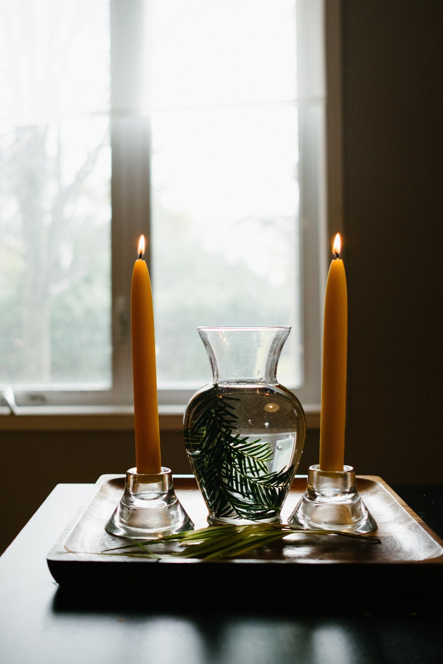 Pair of Two 8" Beeswax Taper Candles// Tapers, Beeswax, Candles // 100% Pure Handfiltered Beeswax, Hygge Home