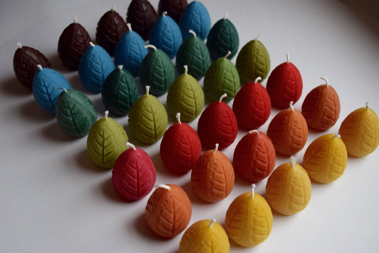 Carton of Beeswax Egg Candles - BRIGHTS - Box of 6 / Easter Egg Candles, Beeswax Candles