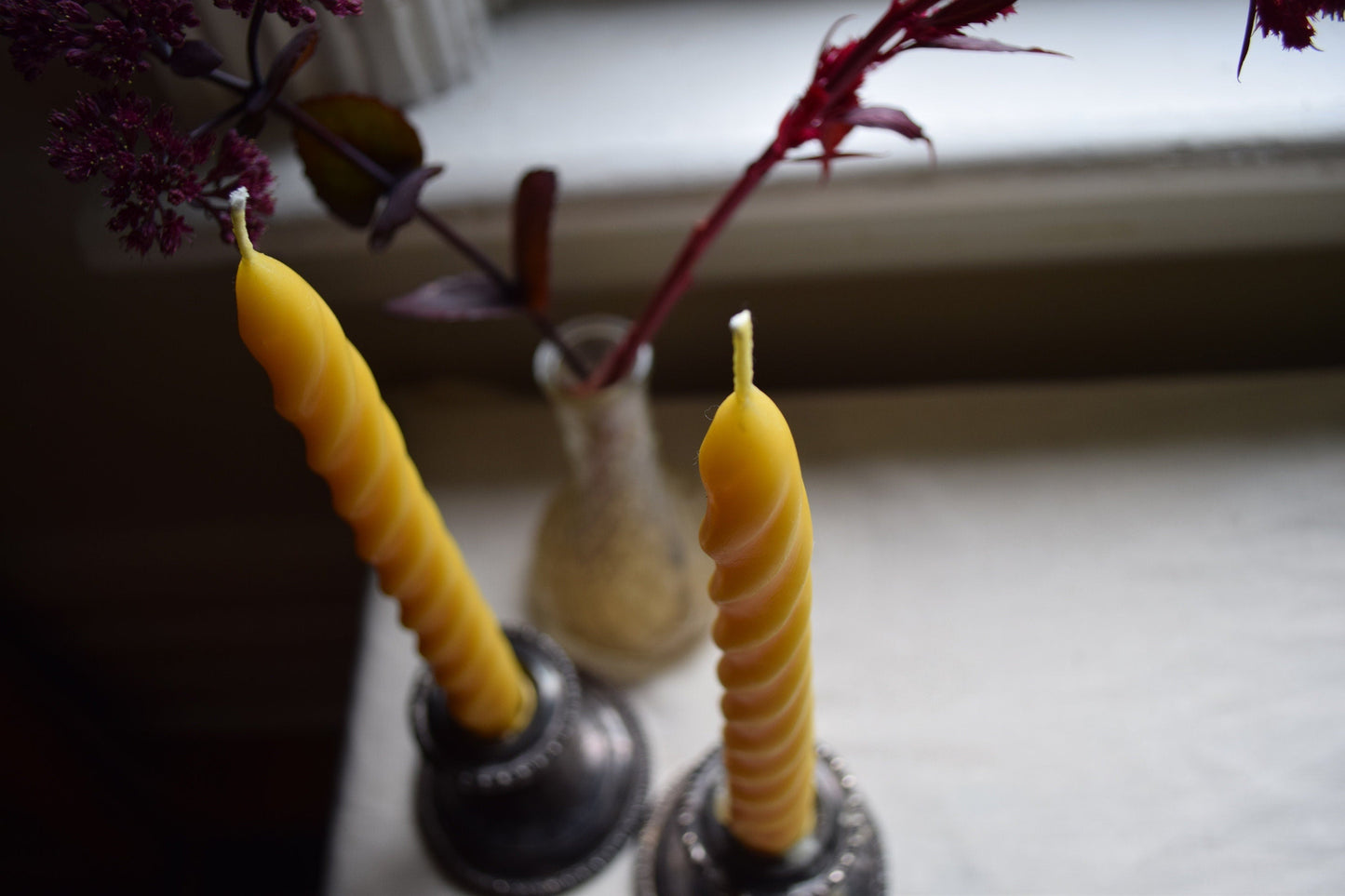 INSTANT TAPER SET OF 6 - Beeswax Taper Candles, 3 pairs in 100% Beeswax, Twisted // Tapers, Twist, Tapered Candles, Beeswax Candles, 8" Tapers, Eco Friendly, Decor
