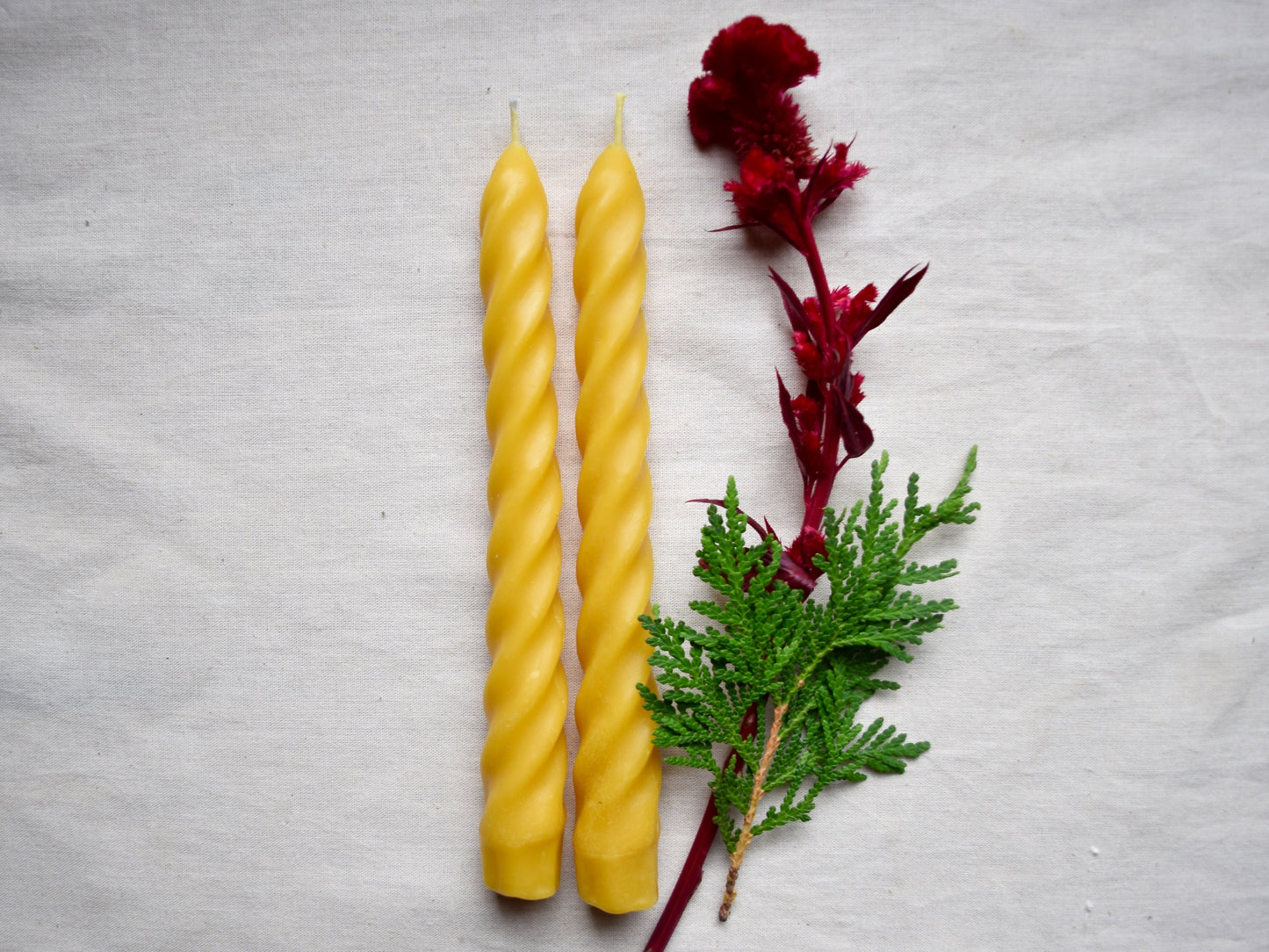 Beeswax Twisted Taper Candles, Pair of 2 // Tapers, Twist, Tapered Candles, Beeswax Candles, 8" Tapers, Eco Friendly, Decor, Candles