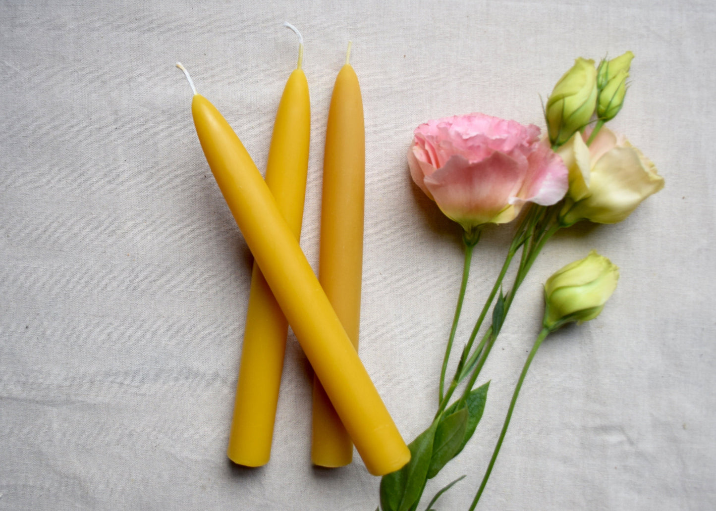 Pair of Two 8" Beeswax Taper Candles// Tapers, Beeswax, Candles // 100% Pure Handfiltered Beeswax, Hygge Home