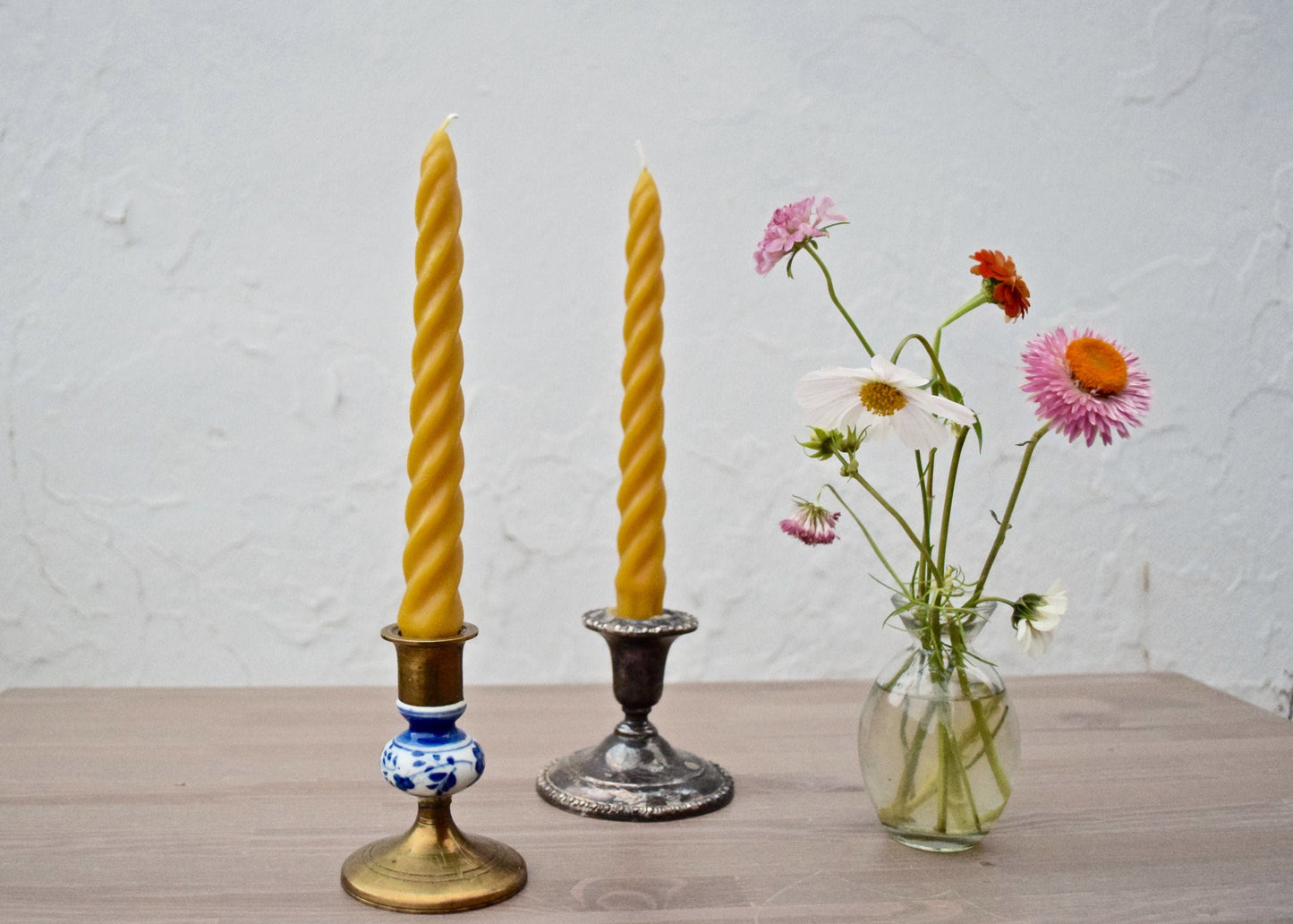 INSTANT TAPER SET OF 6 - Beeswax Taper Candles, 3 pairs in 100% Beeswax, Twisted // Tapers, Twist, Tapered Candles, Beeswax Candles, 8" Tapers, Eco Friendly, Decor