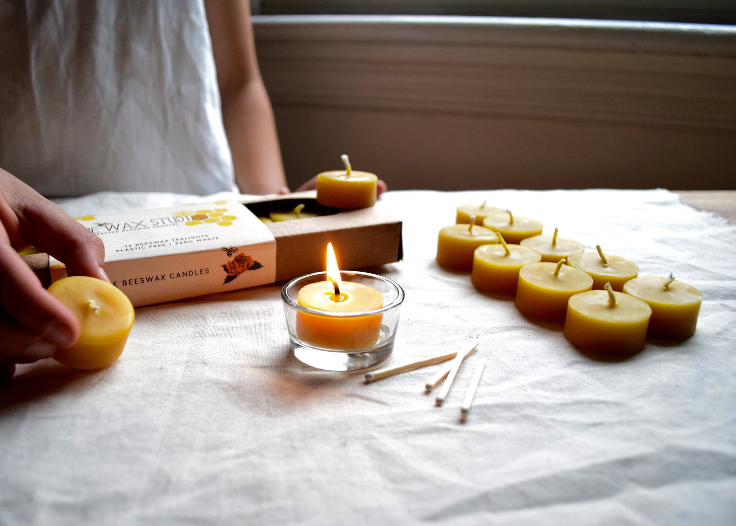 Plastic-free Beeswax Tealight Candles Set of 12 / Zero-Waste, Beeswax, Tealights, Tealight Candles, Eco Friendly - Ottawa, Ontario, Canada