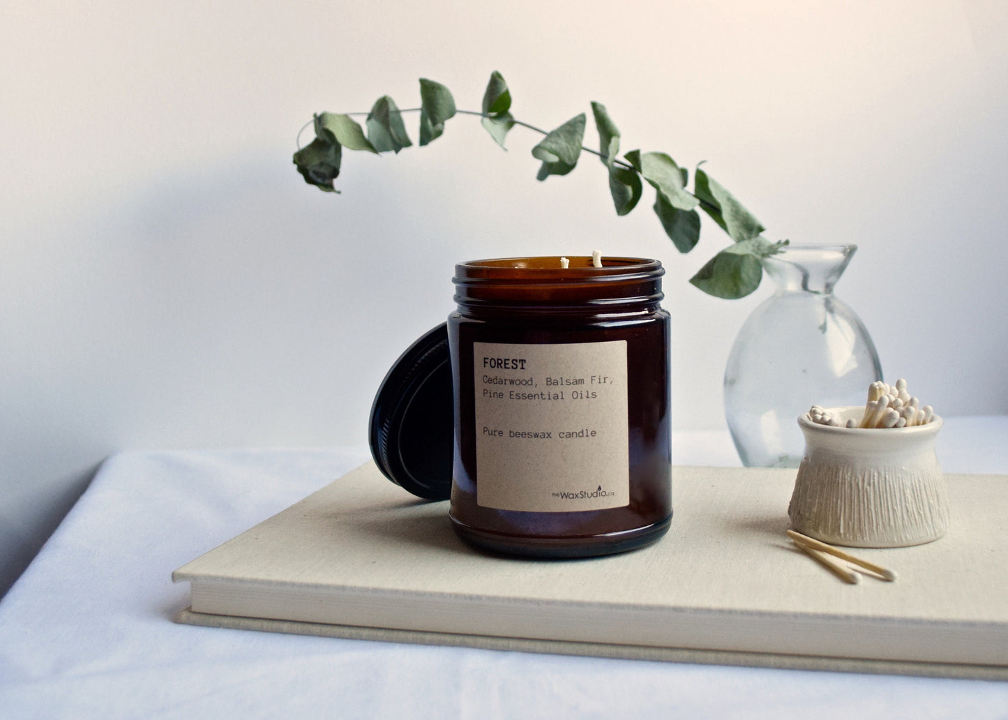 FOREST - Beeswax Jar Candle - Pure essential oils - Single Wick // Woodland Aroma - Beeswax Candle - Amber Glass Jar Candle - 50 hour burn time