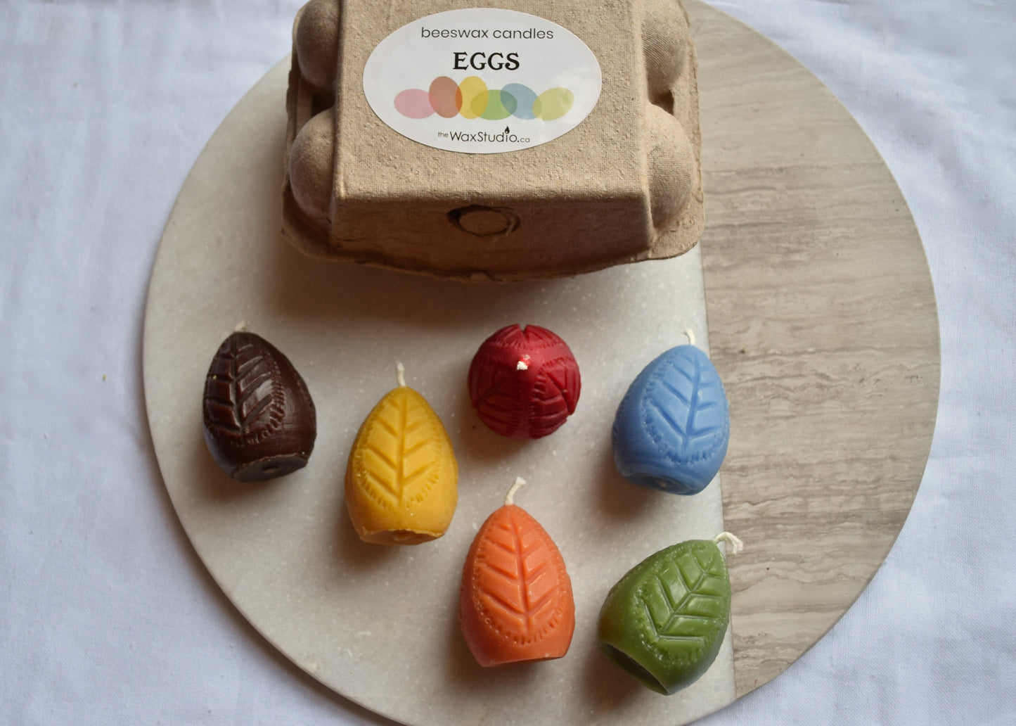 Carton of Beeswax Egg Candles - BRIGHTS - Box of 6 / Easter Egg Candles, Beeswax Candles
