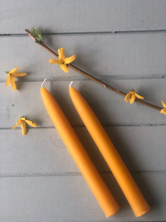 Beeswax Taper Candles, 100% Pure Handfiltered Beeswax, Candles Pair of 2 // Tapers, Tapered Candles, Beeswax Candles, 8" Tapers