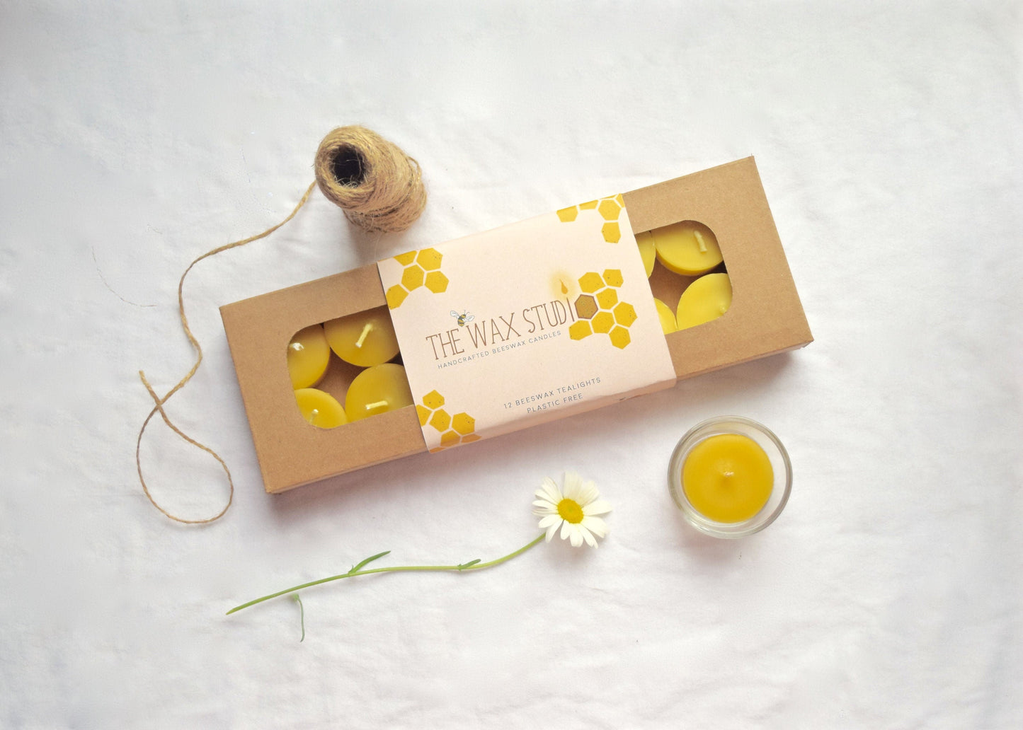 Beeswax Tealights - Candles - Plastic-free Beeswax Tealight Candles Set of 12 / Zero-Waste, Beeswax, Tealights, Tealight Candles