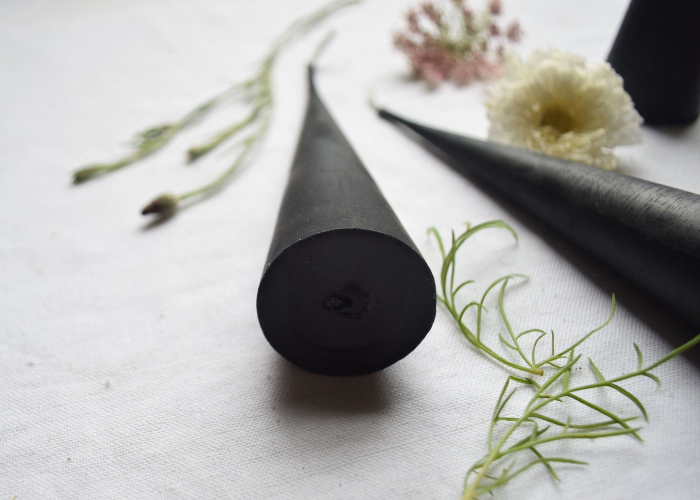 Black Candle - Beeswax Candle Cone 6" 8" 10" // One Candle, Minimalist, Black, Beeswax Candle, Candle, Beeswax, Halloween, Cone Taper