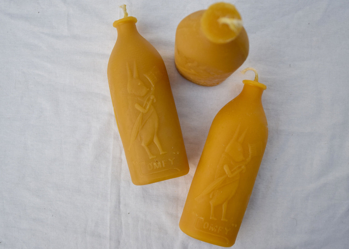 Antique Rabbit Bottle Candle in Pure Beeswax - Vintage Baby Bottle from early 1900s - Bottle Candle, Burnable Bottle, Beeswax, Candle