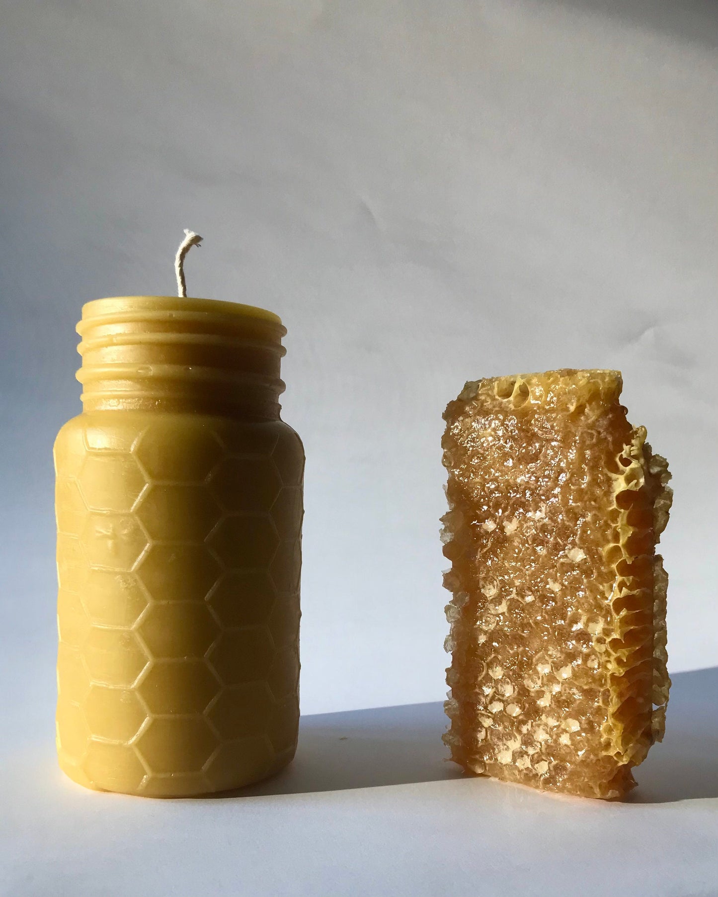 Transylvanian Soviet-Era Honey Bottle Candle in Pure Beeswax - Candle, Beeswax Candle, Bottle Candle - One of a Kind