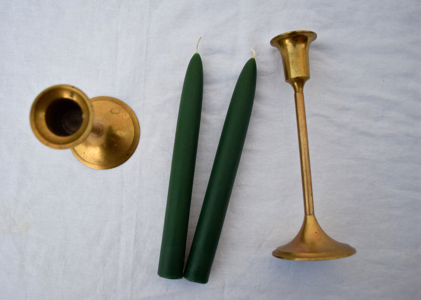 Forest Green Beeswax Taper Candles, Pair of 2 // Tapers, Beeswax Candles, 8" Tapers, Eco Friendly, Candles