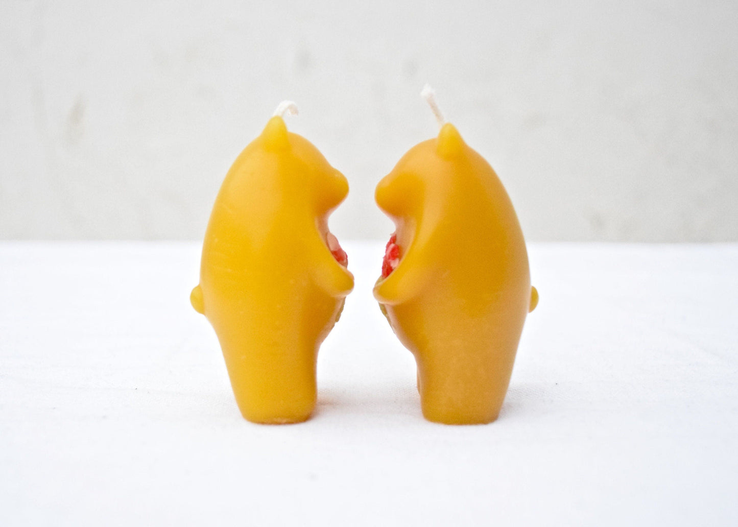Beeswax Bear Candle - 100% Beeswax in Off-White // ONE Bear, Candle, Valentine's Day, Beeswax Candle, Love, Handpainted