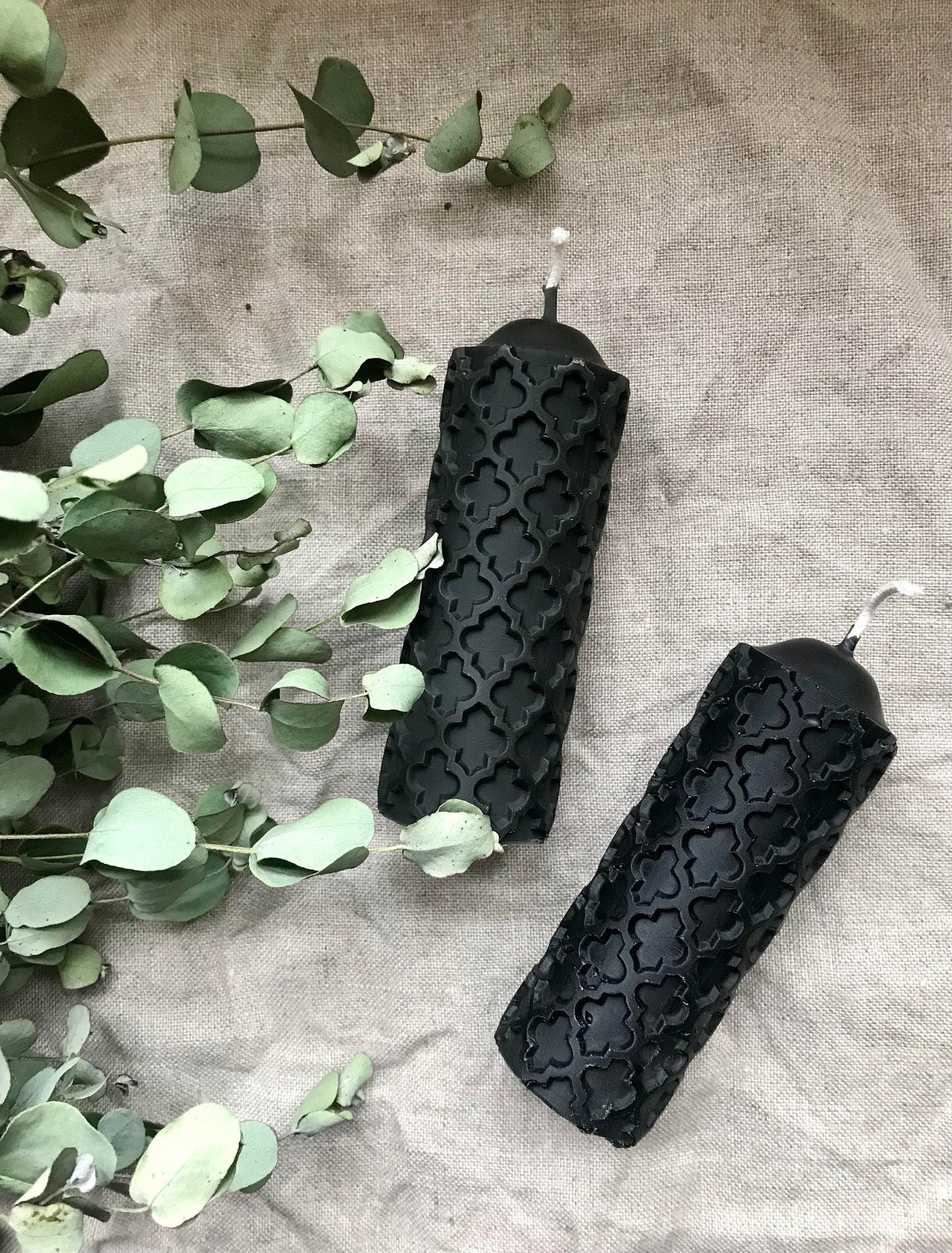 Black Beeswax Candles SET of 4 - Black, Candle, Beeswax, Pillar Candle