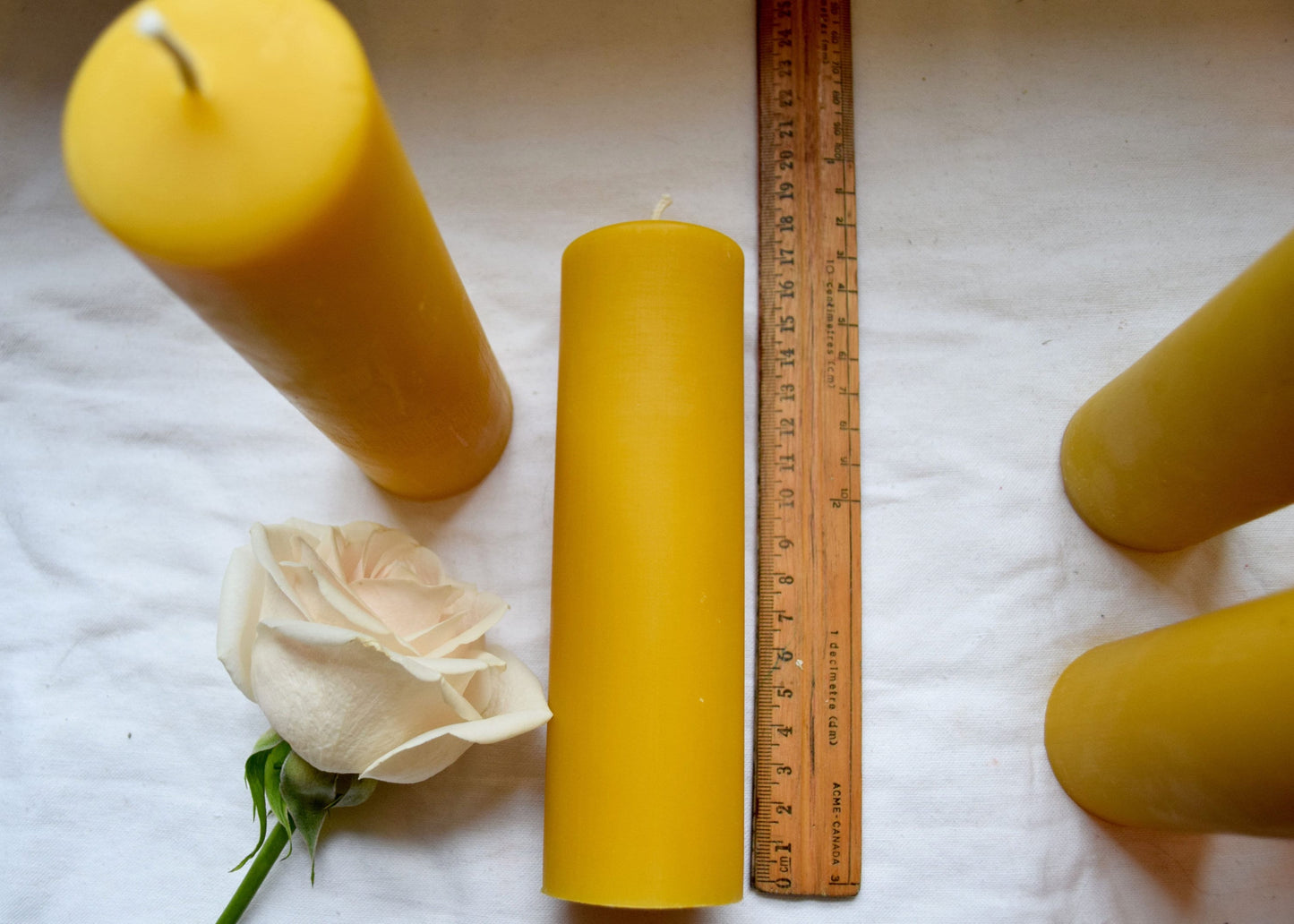 Tall Elegant Beeswax Pillar // Pillar Candle, Beeswax 6.5" tall / Beeswax Candle