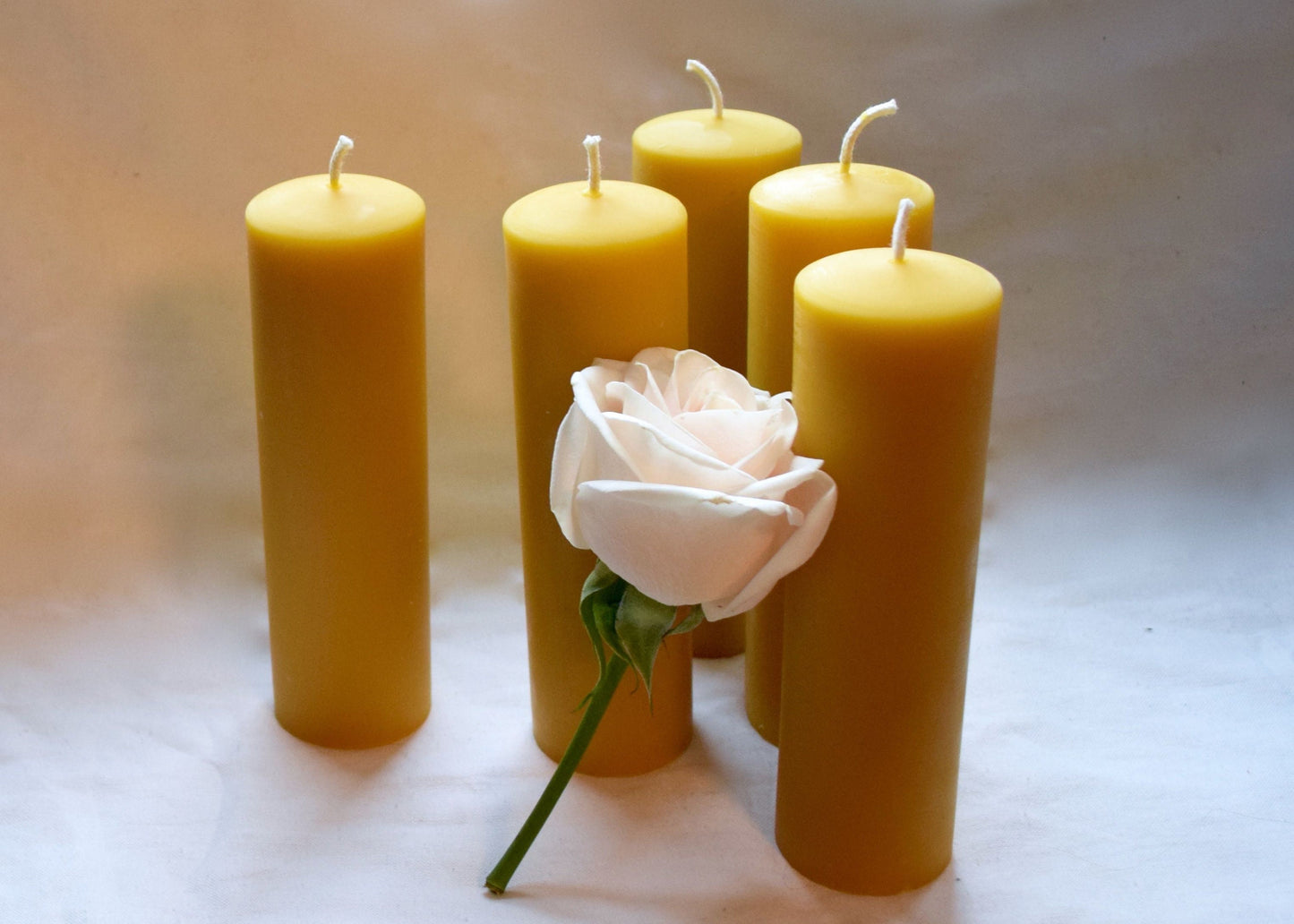 Tall Elegant Beeswax Pillar // Pillar Candle, Beeswax 6.5" tall / Beeswax Candle