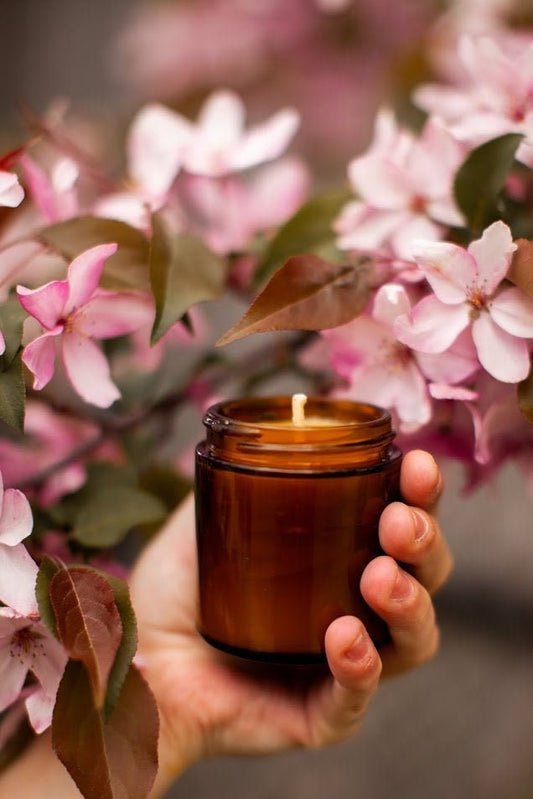 Citronella Beeswax Jar Candle - 4 oz. Amber Glass Jar / Beeswax Candle  - Jar Candle, Beeswax, Citronella