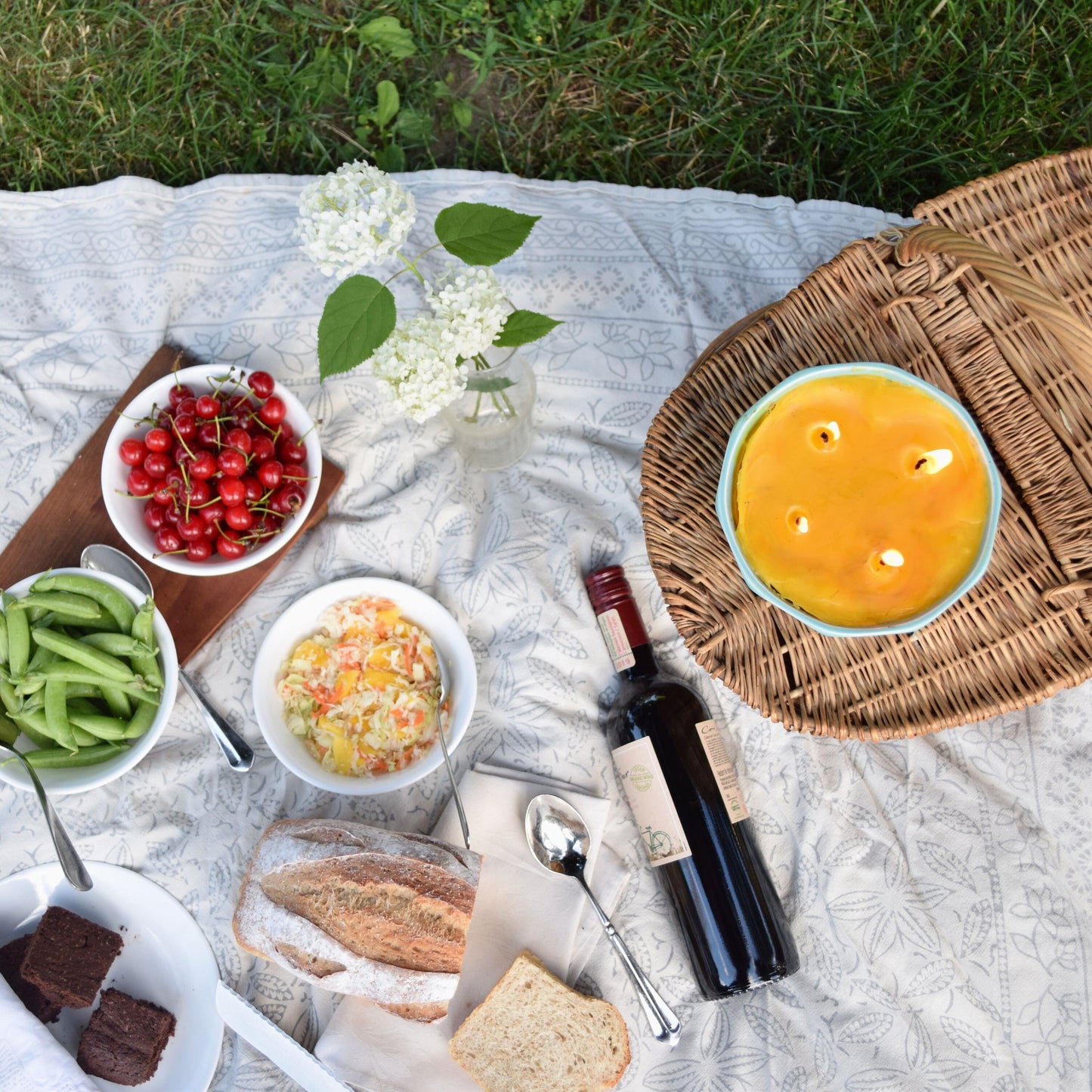 Picnic + Patio Beeswax Candle - Quadruple Wick - Backyard Candle //  Beeswax Candle - Citronella, Candle