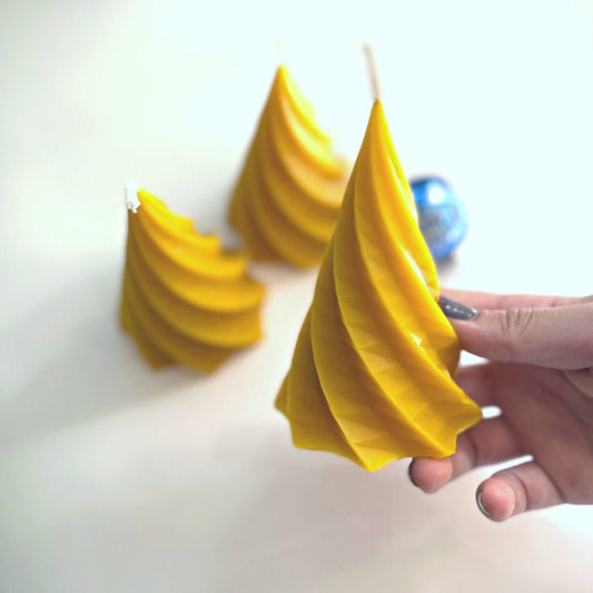 Tree Candle / Faceted, Geometric / Beeswax Candle, Hand Filtered, Tree, Candle, Christmas