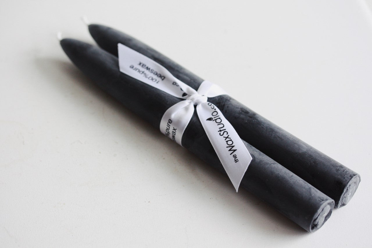 Black Beeswax Taper Candles, Pair of 2 // Tapers, Tapered Candles, Beeswax Candles, 8" Tapers, Eco Friendly, Decor