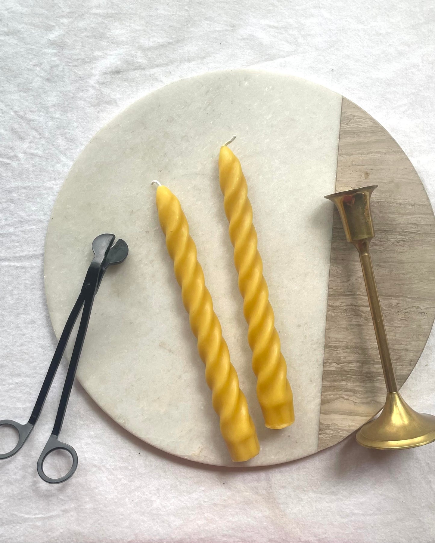 Taper Candles, Pair of 2 in 100% Beeswax, Twisted // Tapers, Twist, Tapered Candles, Beeswax Candles, 8" Tapers, Eco Friendly, Decor
