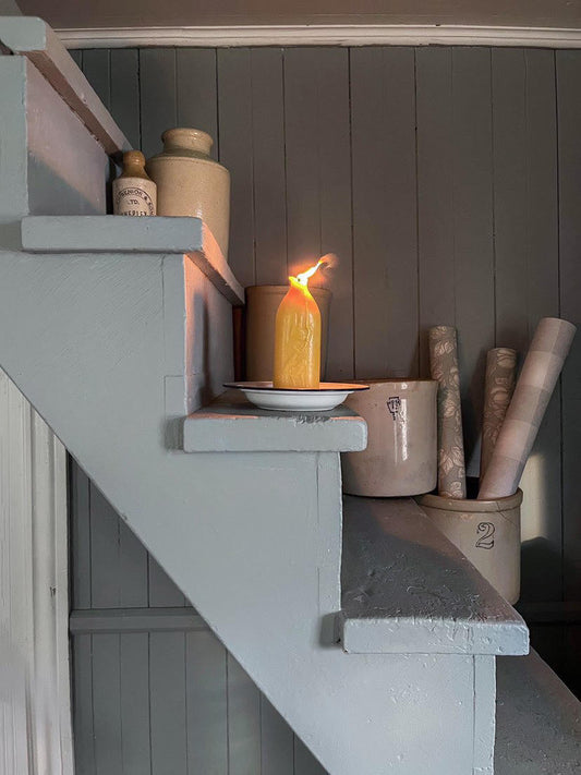 Vintage Bottle Candle - Beeswax Candle - Antique Rabbit Bottle Candle in Pure Beeswax - Vintage Baby Bottle from early 1900s - Bottle Candle, Burnable Bottle, Beeswax, Candle