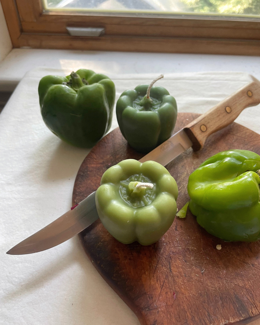 Green Pepper Candle in 100% Beeswax- Pepper, Vegetable, Fruit Candle - Food Candle