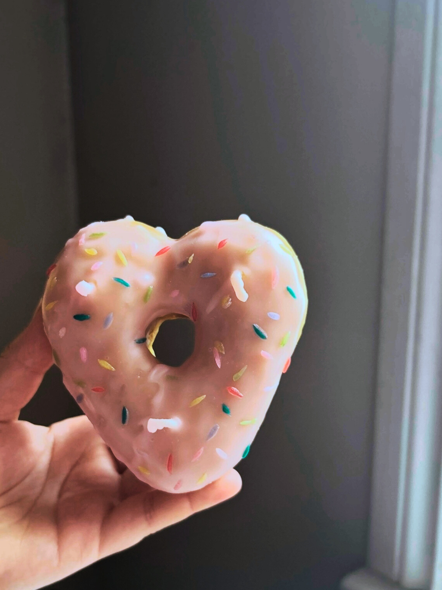 Heart Donut - Valentines's Day - Beeswax Candle, Donut Candle - Single Donut in 100% Beeswax, Candle, Dessert