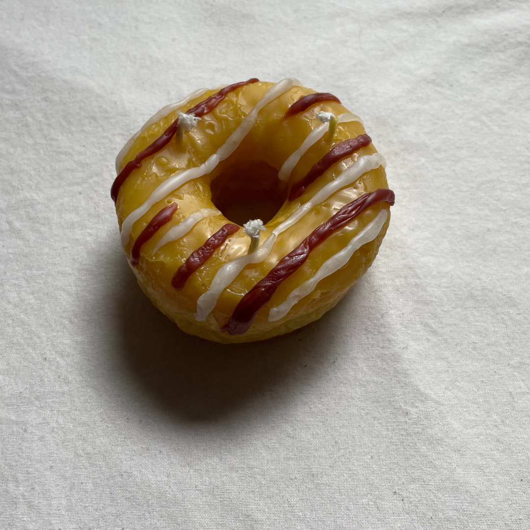 Donut - Beeswax Candle, Donut Candle - Single Donut in 100% Beeswax, Candle, Dessert