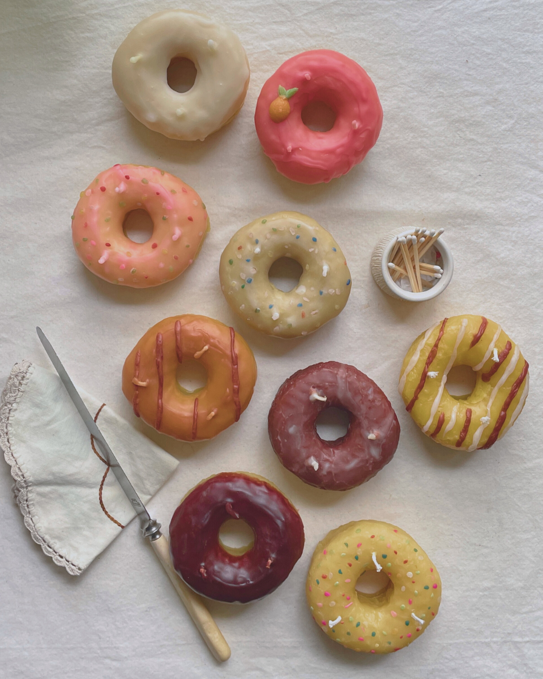Donut - Beeswax Candle, Donut Candle - Single Donut in 100% Beeswax, Candle, Dessert