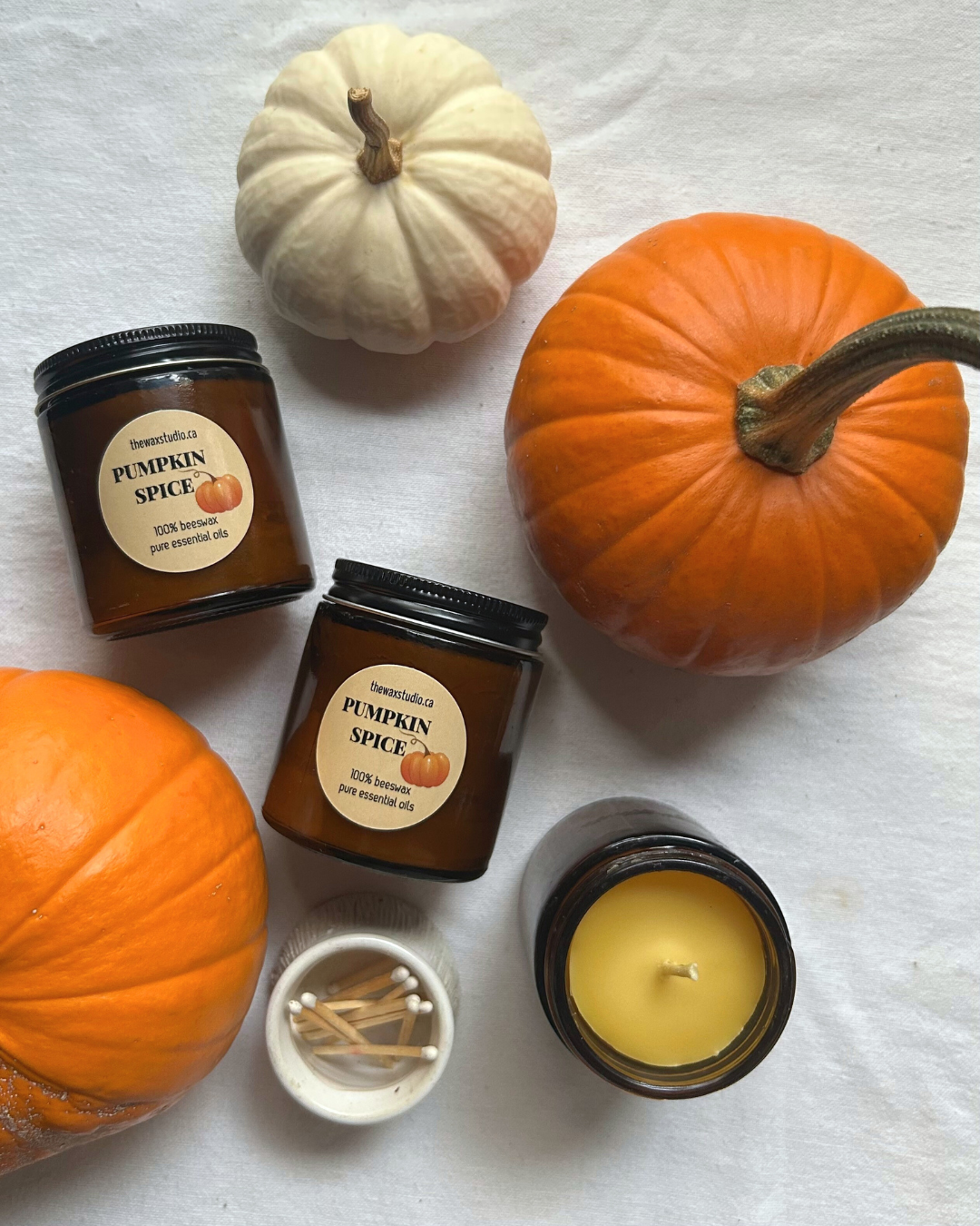 Pumpkin Spice Beeswax Candle in a Jar - 4 oz. Amber Glass Jar - Candle, Jar Candle, Pumpkin, Fall