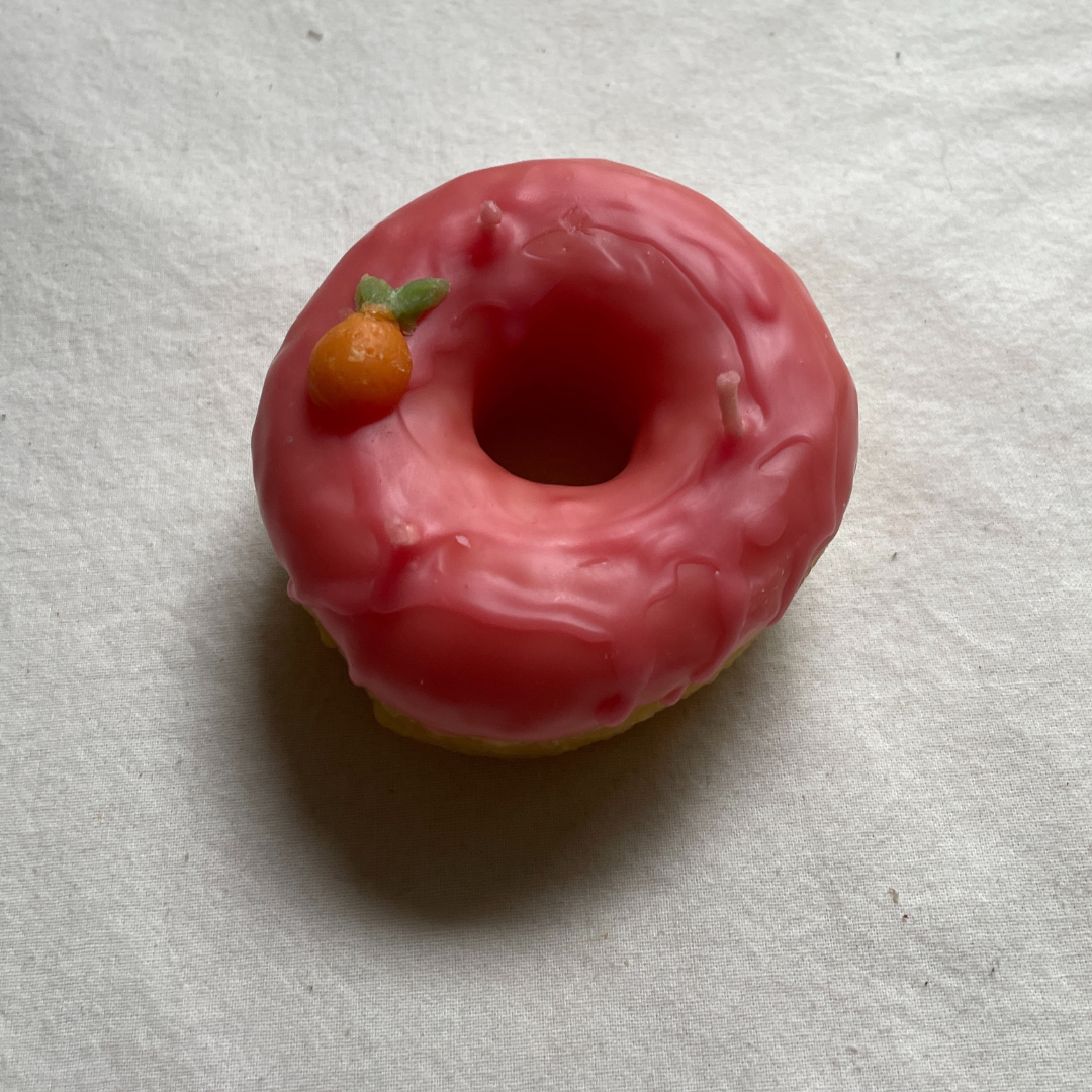 Donut - Beeswax Candle, Donut Candle - Single Donut in 100% Beeswax, Candle, Dessert