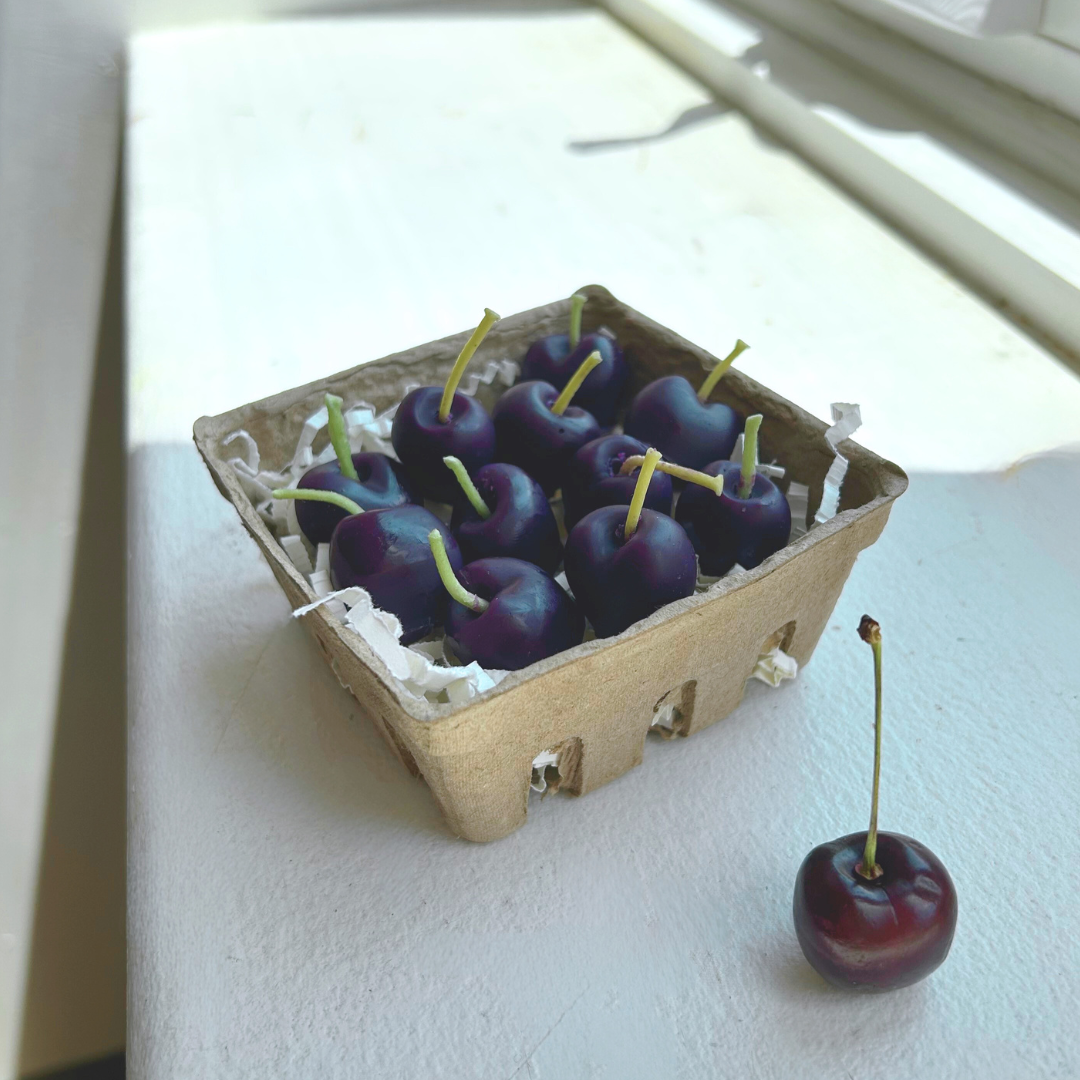 Black cherries - beeswax candles - cake candles - CHERRIES SET of 12 -  pure beeswax - candle, beeswax, cherries, fruit candles (Copy)