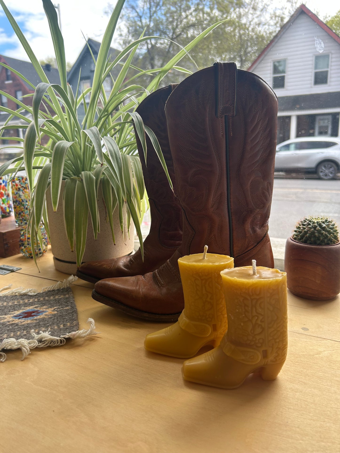 Cowboy Boot Candle - 100% Beeswax - Cowboy, Boot, Candle // Yellow, Western, Beeswax