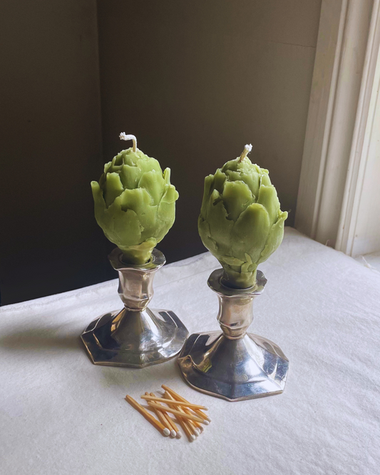 Beeswax candle ARTICHOKE / vegetable candle, beeswax, green, garden