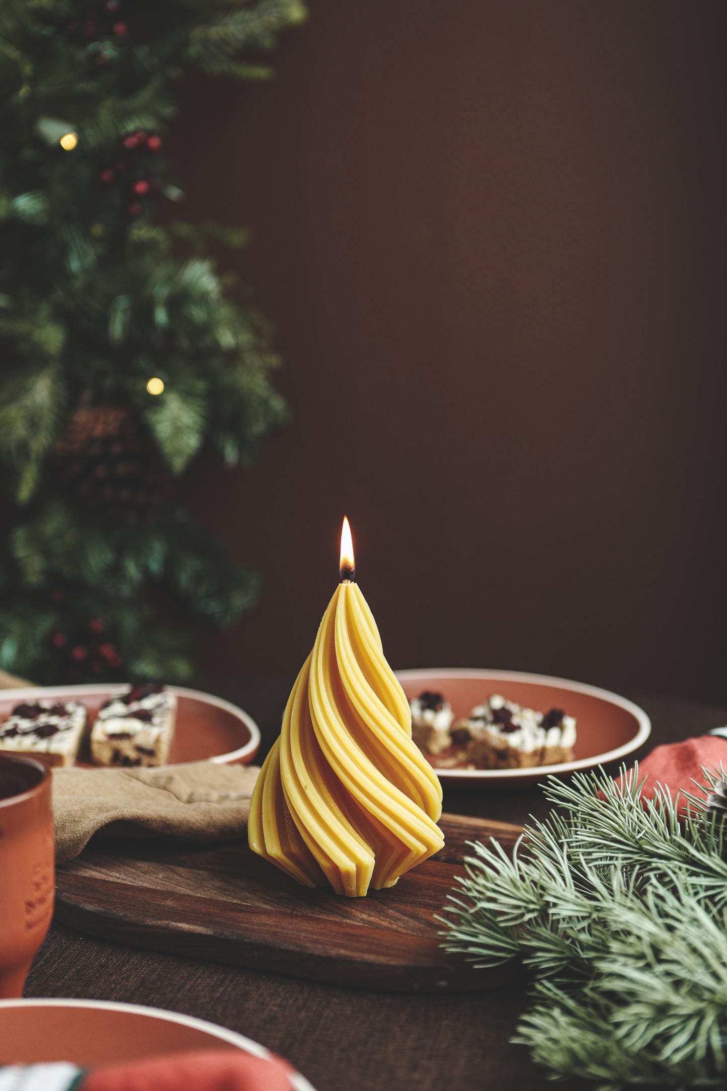 Tree Candle in Off-White - Beeswax Candle - Christmas Tree Candle, Beeswax
