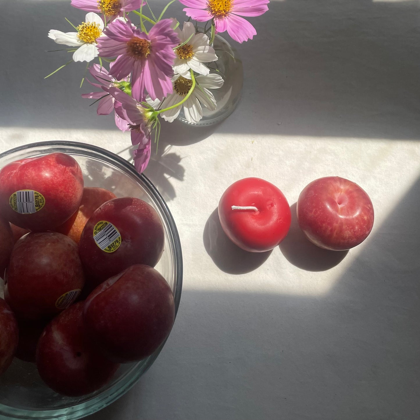 NEW red plum- beeswax candle - fruit candle, plum, beeswax, beeswax candle - plum