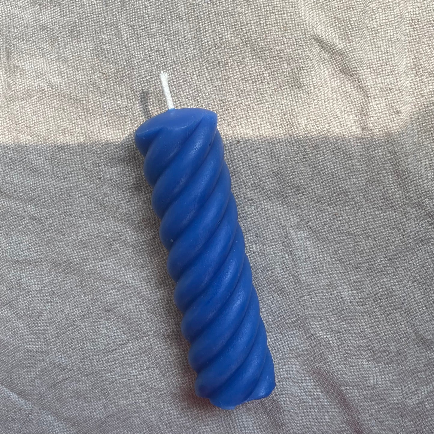 Blue Beeswax Spiral Candle - Pillar / Pure Beeswax Pillar / Twist Candle, Candle, Beeswax