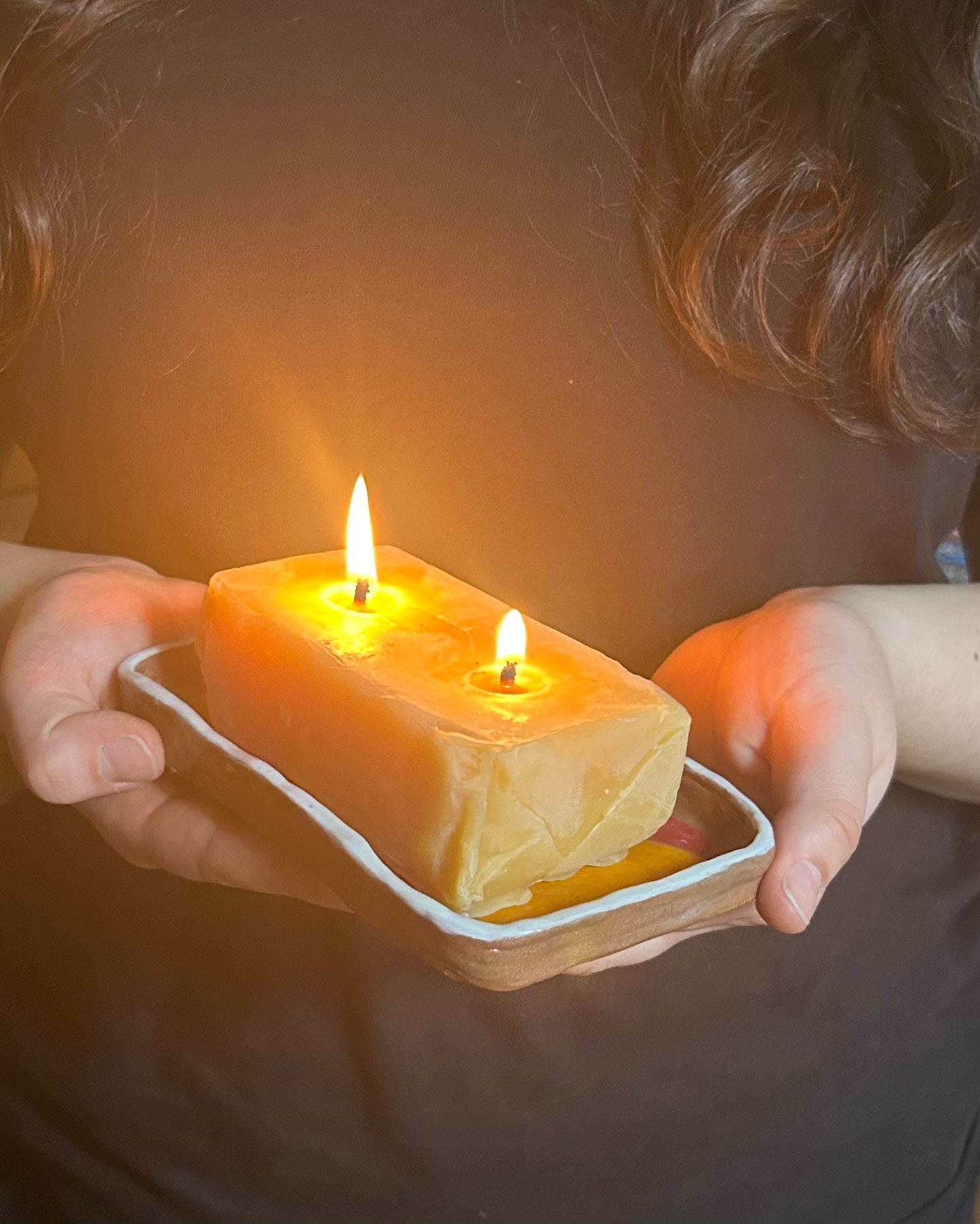 Butter Candle - Beeswax, Candle // Butter, Double Wicked, 100% Beeswax, Artisanal