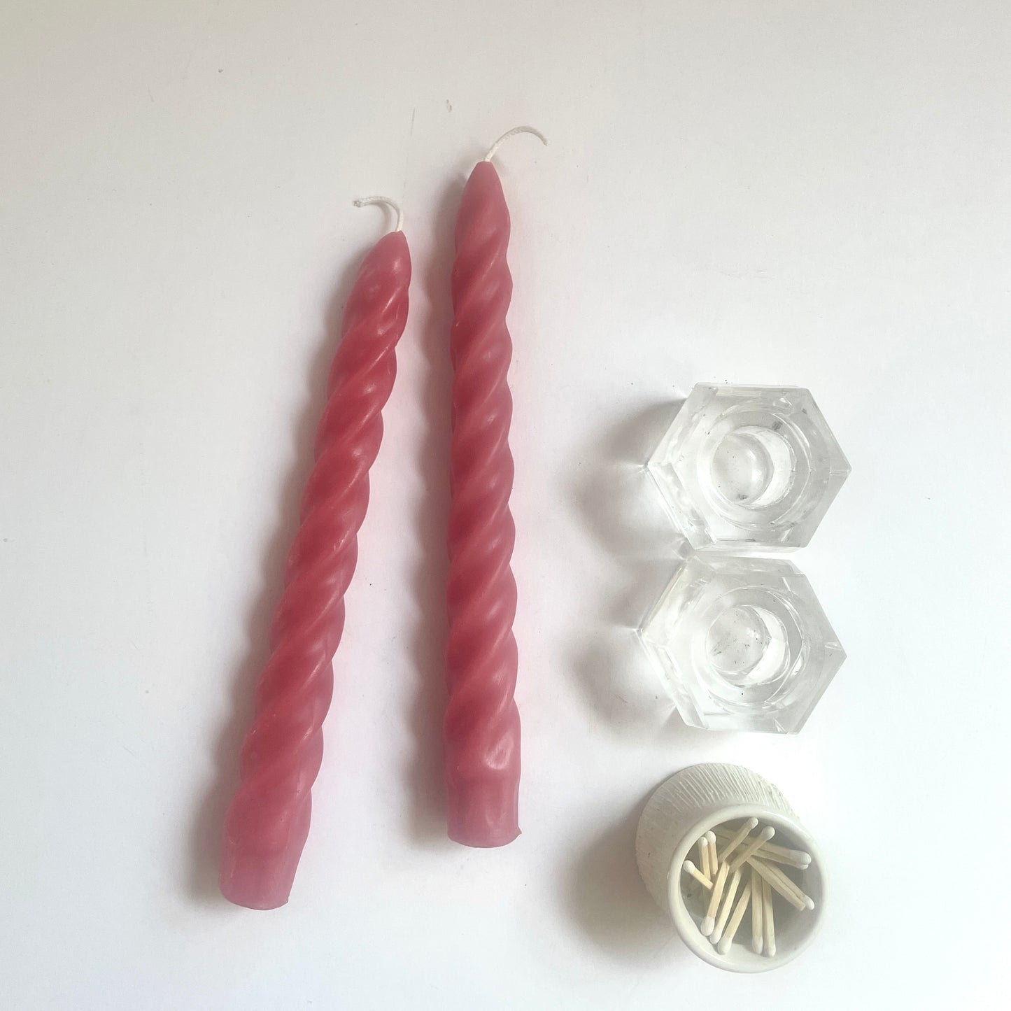 Pink Beeswax Candles - PAIR of 2 Taper Candles 8" - Hygge Home - Beeswax Tapers - Candles - Beeswax Candles, Tapers, Pink