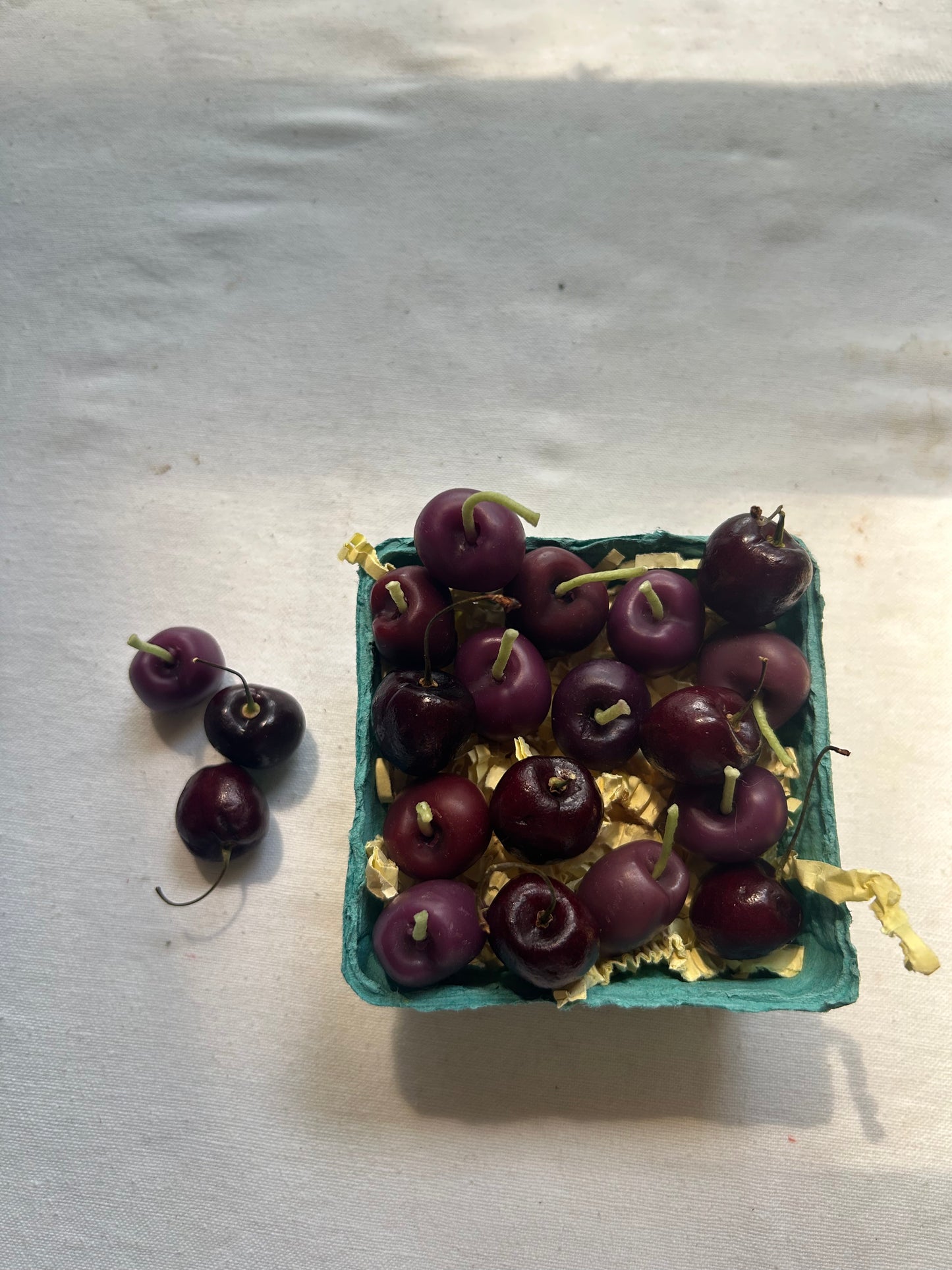 Black cherries - beeswax candles - cake candles - CHERRIES SET of 12 -  pure beeswax - candle, beeswax, cherries, fruit candles