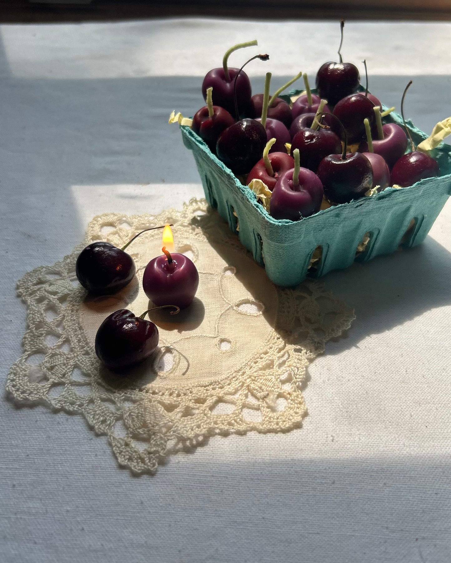 Black cherries - beeswax candles - cake candles - CHERRIES SET of 12 -  pure beeswax - candle, beeswax, cherries, fruit candles
