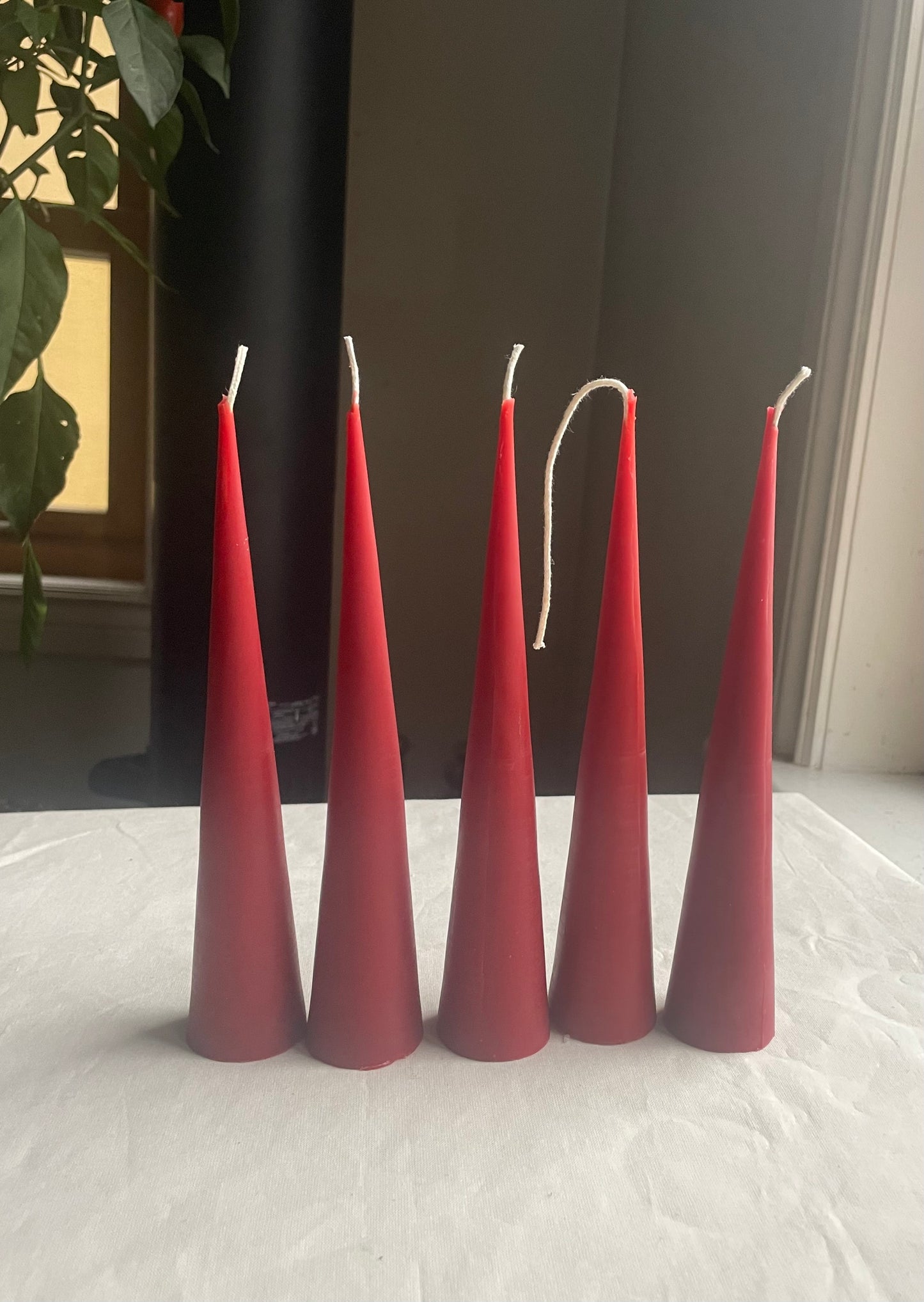 Burgundy Candles - Beeswax Cone Candles 6" 8" 10" 12"  // Minimalist, Hygge, Beeswax Candle, Candle, Beeswax, Pillar Candle, Burgundy Red