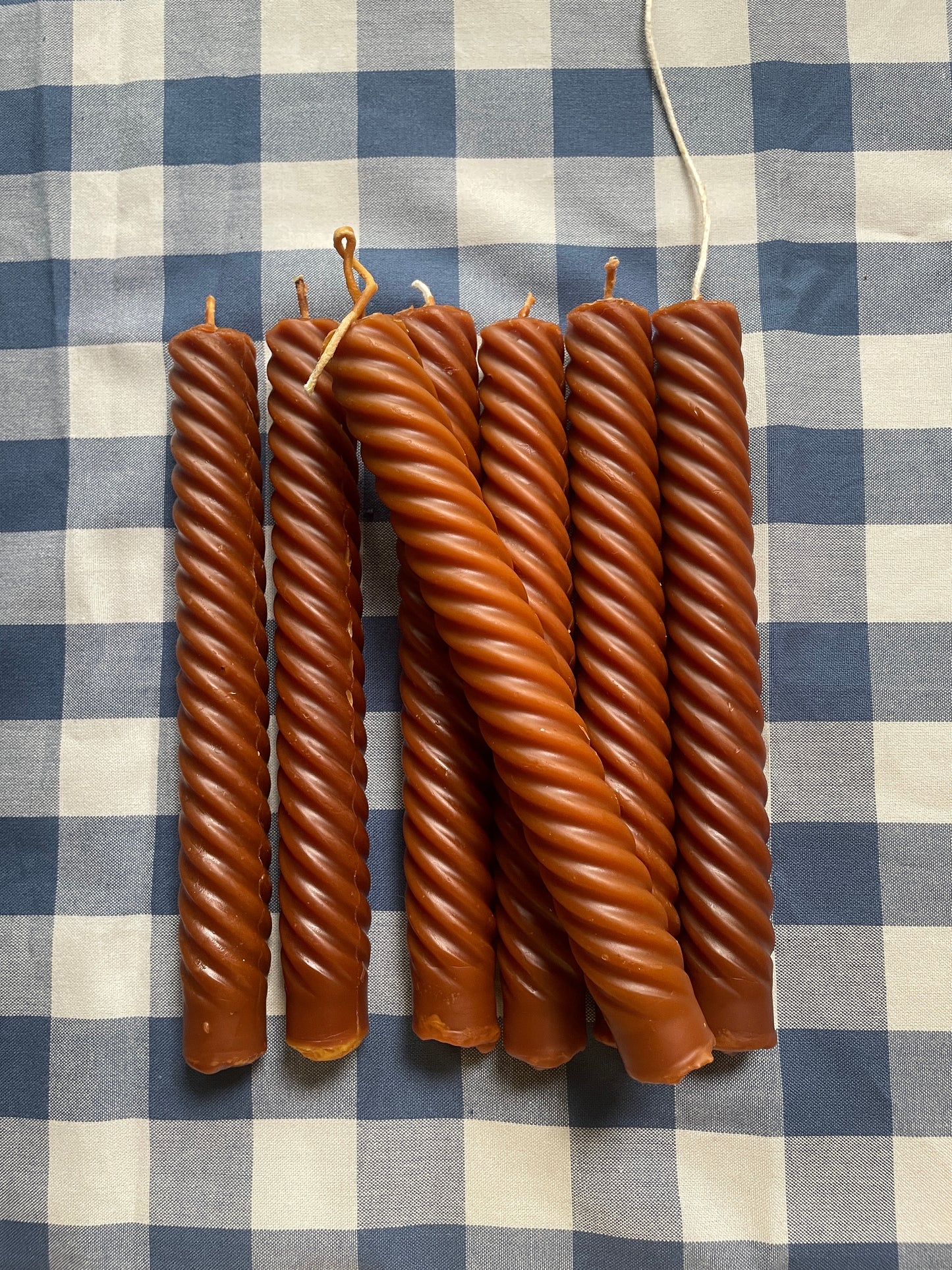 Walnut Brown Spiral Tapers in Pure 100%  Beeswax - Pair of Two 8" - Beeswax Tapers - Candles - Beeswax Candles, Brown, Tapers