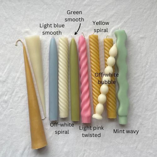 Pastel Beeswax Tapers - Beeswax, Candles, Pair of 2 // Tapers, Tapered Candles, Beeswax Candles