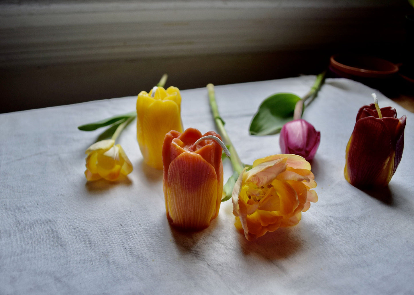 Folklore Tulip - Beeswax Candle - 100% Beeswax - Many Color Choices //  Tulip, Flower, Candle