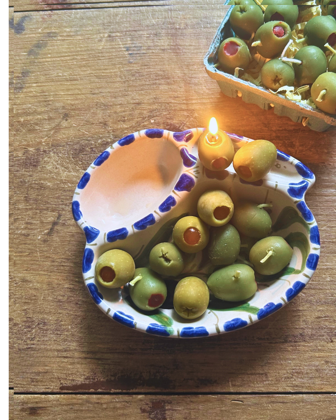 Olive Cake Candles-pure beeswax - cake candles - OLIVES SET of 12 -  candle, beeswax, carrots, food candles