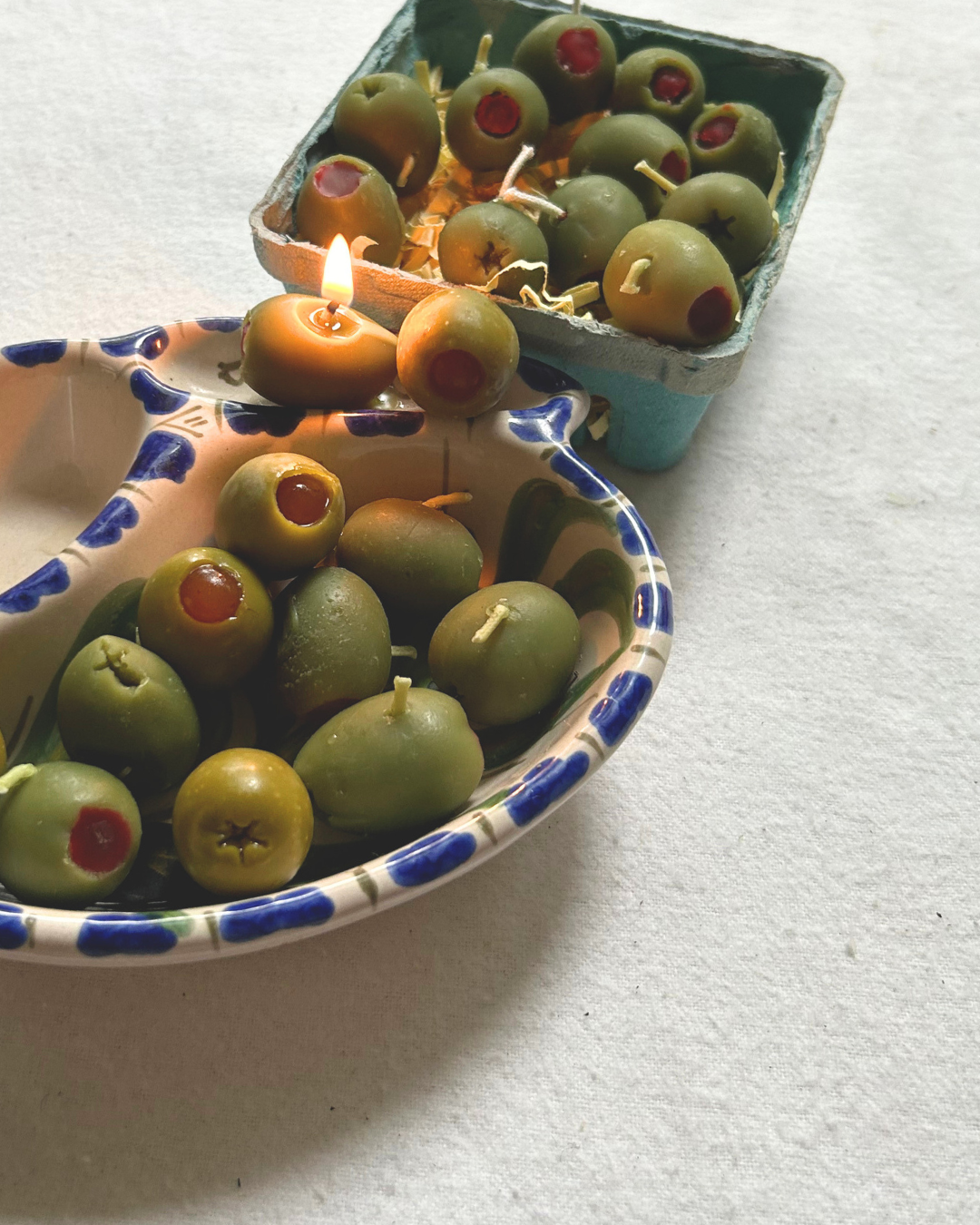 Olive Cake Candles-pure beeswax - cake candles - OLIVES SET of 12 -  candle, beeswax, carrots, food candles