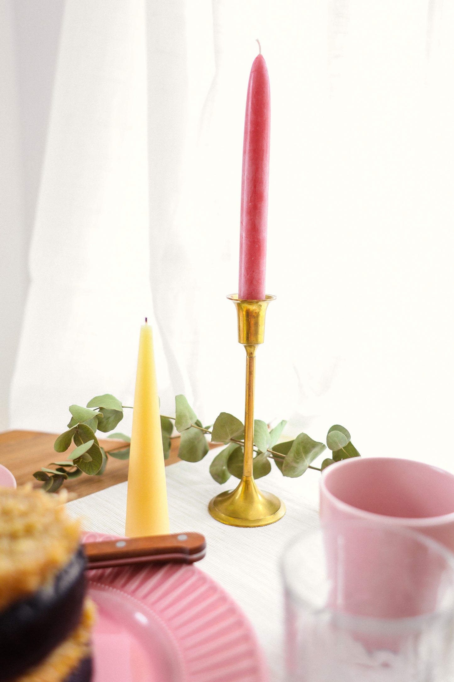 Pink Beeswax Tapers - Beeswax, Candles, Pair of 2 // Tapers, Tapered Candles, Beeswax Candles, 8" Tapers, Minimalist