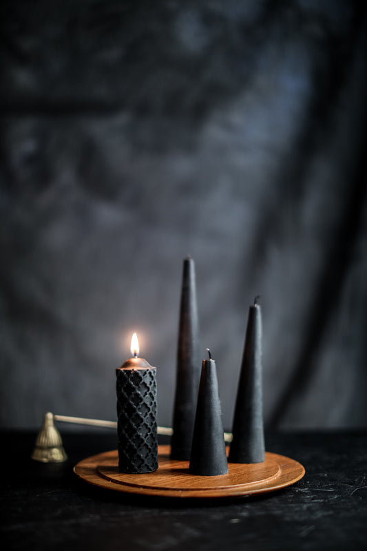 Black Beeswax Candles SET of 4 - Black, Candle, Beeswax, Pillar Candle