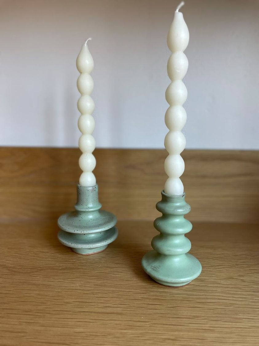 Pearl taper pair - beeswax taper candles - candles - 100% pure white beeswax